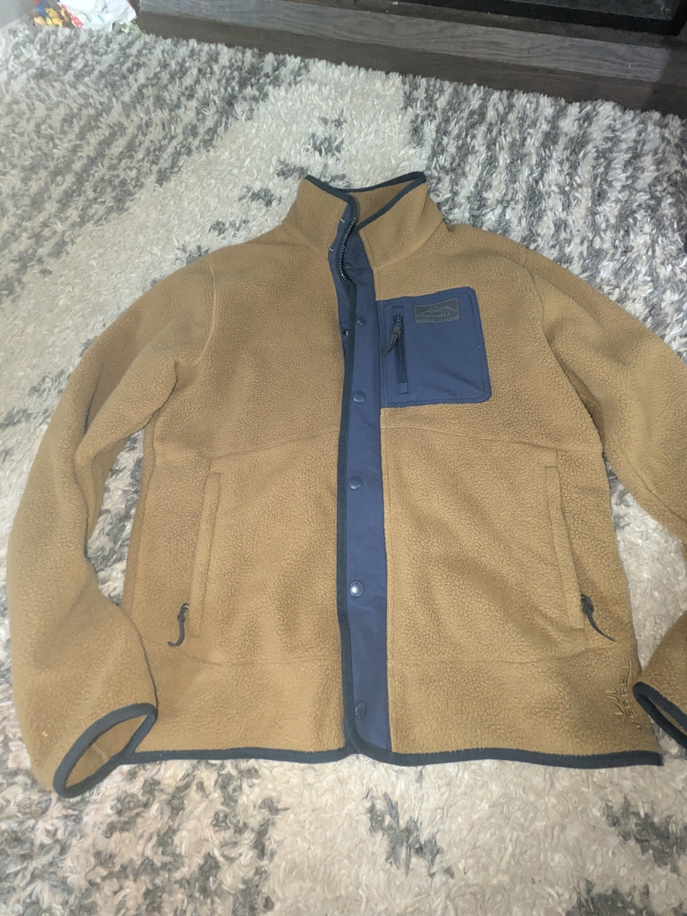 Merrell Tan Fleece Jacket with Navy Trim